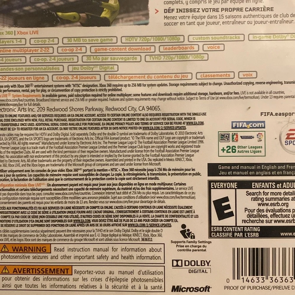 FIFA Soccer 11 - Xbox 360 EA Sports Video Game EUC